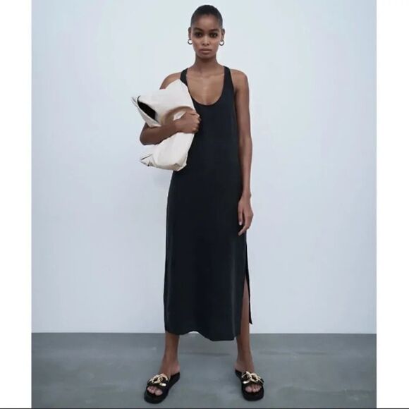 ZARA CHAIN TRIM LOW HEELED SANDALS - Picture 10 of 12